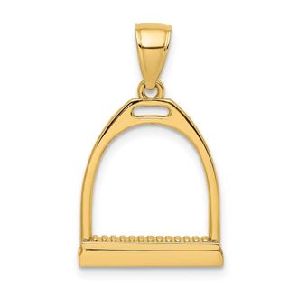 Diamond2Deal 14k Yellow Gold 3-D Polished Large Horse Stirrup Charm Pendant