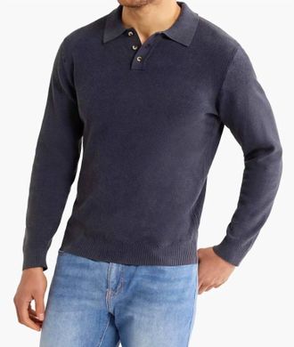 Fair Harbor Mariner Long Sleeve Polo In Navy