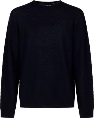 Giorgio Armani Navy Blue Crew Neck Sweater