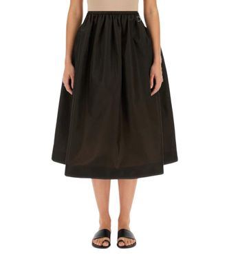 Miu Miu Brown Solid Calf Length Skirt
