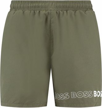 HUGO BOSS BOSS Mens Standard Vertical Logo Swim Trunk, Kale Green