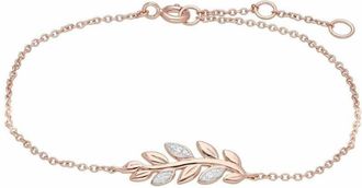 Gemondo White Diamond 9ct Rose Gold Oleaf Collection Pave 7 Chain Bracelet
