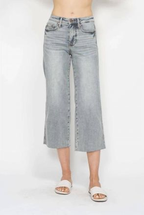 Judy Blue Womens Felicity Tummy Control Wide Leg Crop Jean In Light Wash