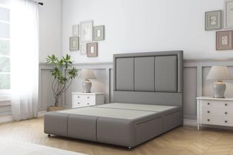 Sloomy Lancaster Dumfries Divan Base 2 Drawers-26 Headboard & 12 Footboard in Light Grey | Size: Small Double