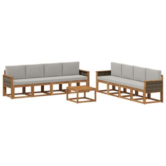 vidaXL Conjunto De Sof&aacute;s De Exterior 7 Pcs Natural Y Gris Claro Vidaxl
