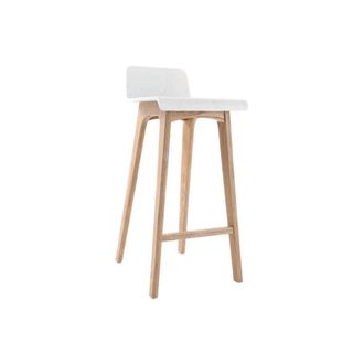 Miliboo Taburete / Silla De Bar Dise&ntilde;o Madera Natural Y Blanco Escandinavo Baltik