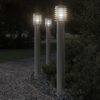 vidaXL Vidaxl - L&aacute;mparas De Suelo De Exterior 3 Uds Acero Inoxidable 110 Cm