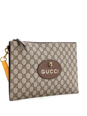 Gucci Neo Vintage Wristlet Pouch GG Coated Canvas clutch bag - Bruin