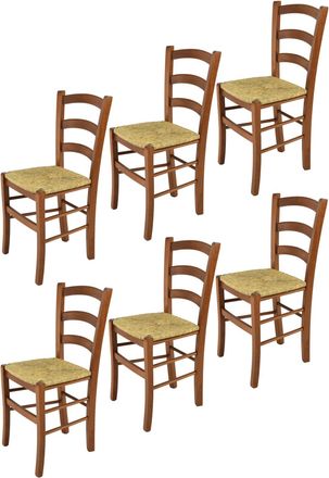 Tommychairs Tommychairs 6 Sillas Venice En Haya Nuez Claro Y Asiento En Paja