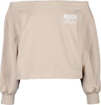 Moschino Cropped Sweatshirt - Dames - Sweatshirts - Beige - M - Katoen - Hoodies & sweatvesten