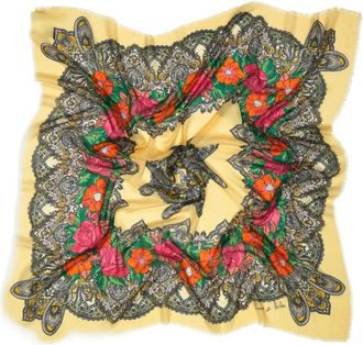 Bimba & Lola Sjaal met bloemenkant - Geel