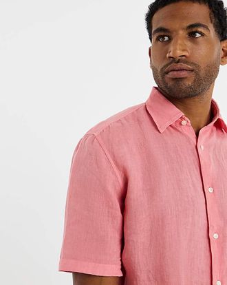 HUGO BOSS Linen Shirt - Bright Pink