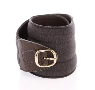 Dolce & Gabbana Womens Brown D&G Leather Linnen Logo Belt Linen - One Size