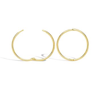 Jewelco London Solid 9ct Gold Hinged Sleeper 1mm Hoop Earrings 14mm