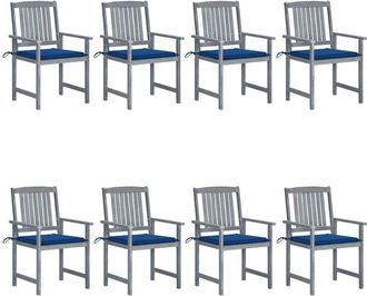 vidaXL Vidaxl - Sillas De Jard&iacute;n Con Cojines 8 Uds Madera Maciza De Acacia Gris