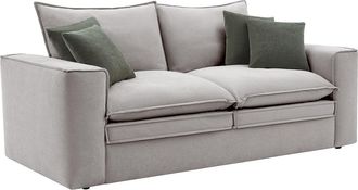 Vente-Unique Sof&aacute; de 3 plazas de tela gris claro PORALO