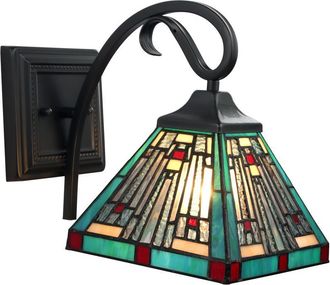 Chloe Lighting INNES Mission Tiffany-style Blackish Bronze 1 Light Wall Sconce 8 Wide