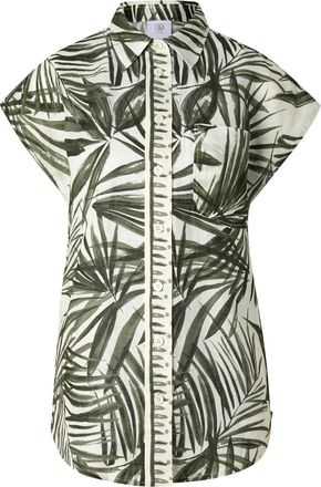 Bogner Charlet linen blouse for women - Olive green/cream - 34