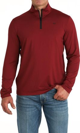 Cinch Mens Arenaflex Quarter Zip Top In Burgundy