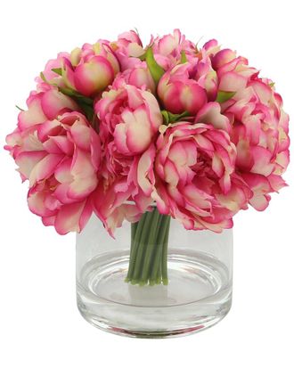 Creative Displays Inc. Pink Peony Bouquet In A Glass Vase With Acrylic Water
