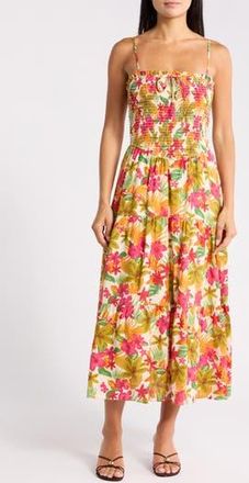Blu Pepper Floral Midi Dress in Fuchsia Multi at Nordstrom Rack, Size Medium