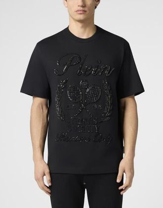 Philipp Plein Round Neck T-Shirt Tennis Society Men in Black/black at Nordstrom, Size Xxx-Large