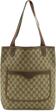 Gucci Beige Brown Green Red Color Pvc Leather Shoulder Bag Tote Bag (Pre-Owned)
