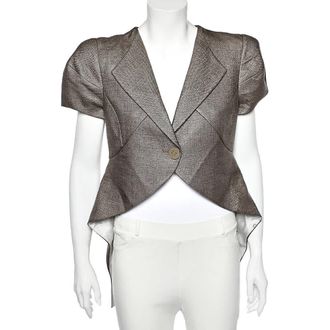 Emporio Armani Brown Synthetic Asymmetric Hem Blazer