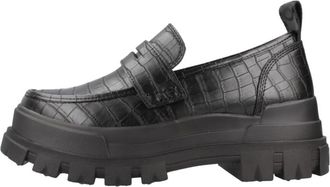 Buffalo Schoenen, Dames, Zwart, 39 EU, Vegan Loafers in Asfaltstijl