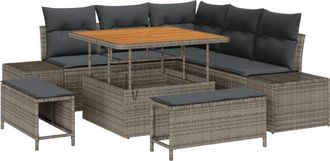 vidaXL Vidaxl - Garden Sofa Set with Cushion 8 pcs Grey Poly rattan