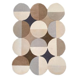 Flair Rugs Alfombra de lana gris, beige y marr&oacute;n 160x230cm
