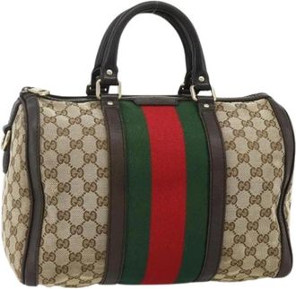 Gucci Pre-owned Handbags, female, Beige, Size: ONE SIZE Pre-owned Vintage Boston Bag