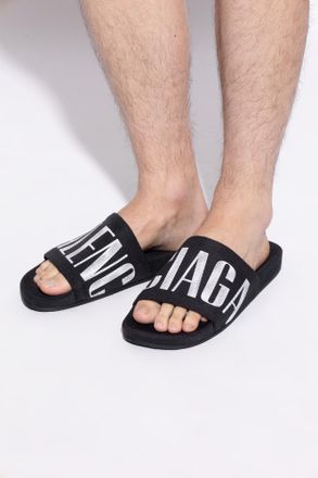 Balenciaga Flip-flops With Logo, Mens, Black