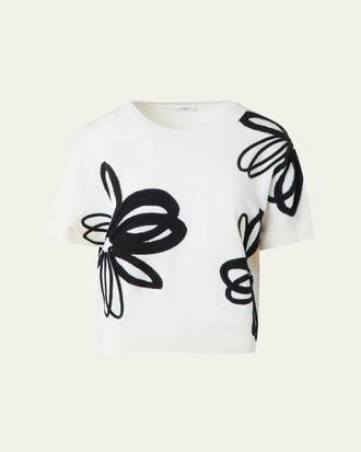 Akris Daisy Blow Up Intarsia Merino Wool Sweater