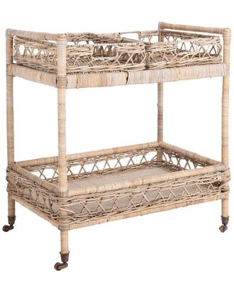 Safavieh Ambrose 2 Tier Rattan Bar Cart