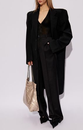 Balenciaga Wool Coat, Womens, Black