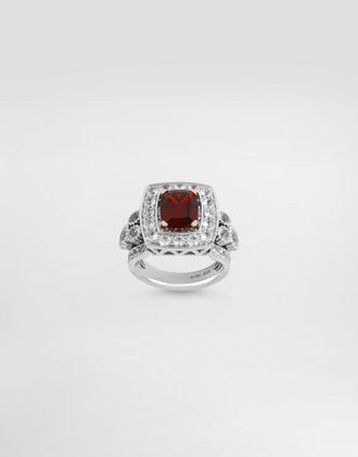 Dolce & Gabbana Eleganza Ring 18-carat White And Rose Gold, Garnet, And Sapphires - Woman Rings White 48