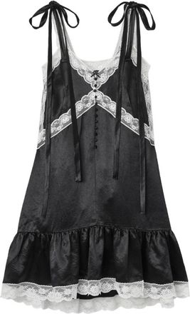 Marc Jacobs Satin Kant Slip Midi Jurk - Dames - Korte kleedjes - Zwart - L - Satijn - Kleedjes