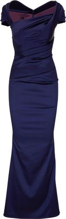 Talbot Runhof high-shine finish dress - women - Acetate/Polyamide/Spandex/Elastane - 40 - Blue