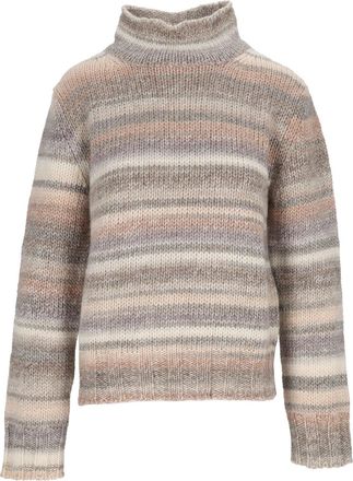 Kangra Cashmere Striped Turtleneck Sweater with Ribbed Detailing