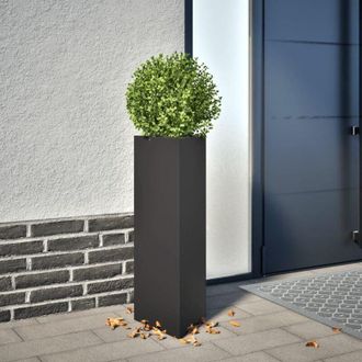 vidaXL Vidaxl - Jardineras Triangulares 2 Uds Acero Negro 30x26x75 Cm