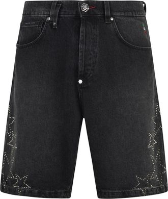 Philipp Plein Denim Shorts Stars Strass