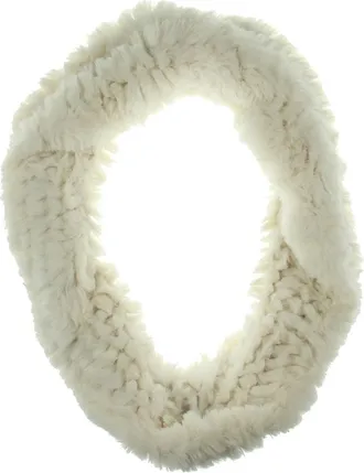 Steve Madden Womens Ivory Faux Fur Infinity Scarf