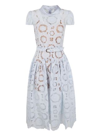 Self Portrait floral belted midi dress - Blauw