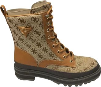 Guess Fl 7Bdafal 12 Enkelboot met veters - Dames - Veterlaarzen - Beige - 37 EU - Leer - Schoenen