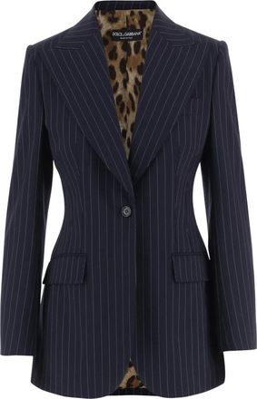 Dolce & Gabbana Blazer Cruzado de Raya Diplom&aacute;tica - Jackets - Mujer - Azul - M