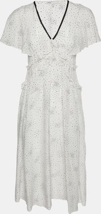 Maje White Star Print Synthetic Racky Ruffled Midi Dress