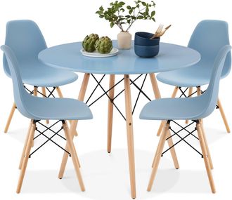 Best Choice Products 5-Piece Compact Mid-Century Modern Dining Set w/ 4 Chairs, Wooden Legs