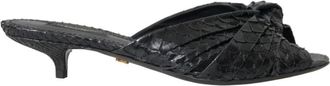 Dolce & Gabbana Exotische Leren Hakken Sandalen met Dierenprint - Dames - Muiltjes - Zwart - 36 EU - Leer - Schoenen