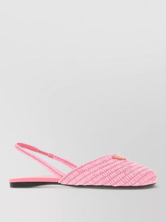 Prada raffia ballerinas flat sole open back